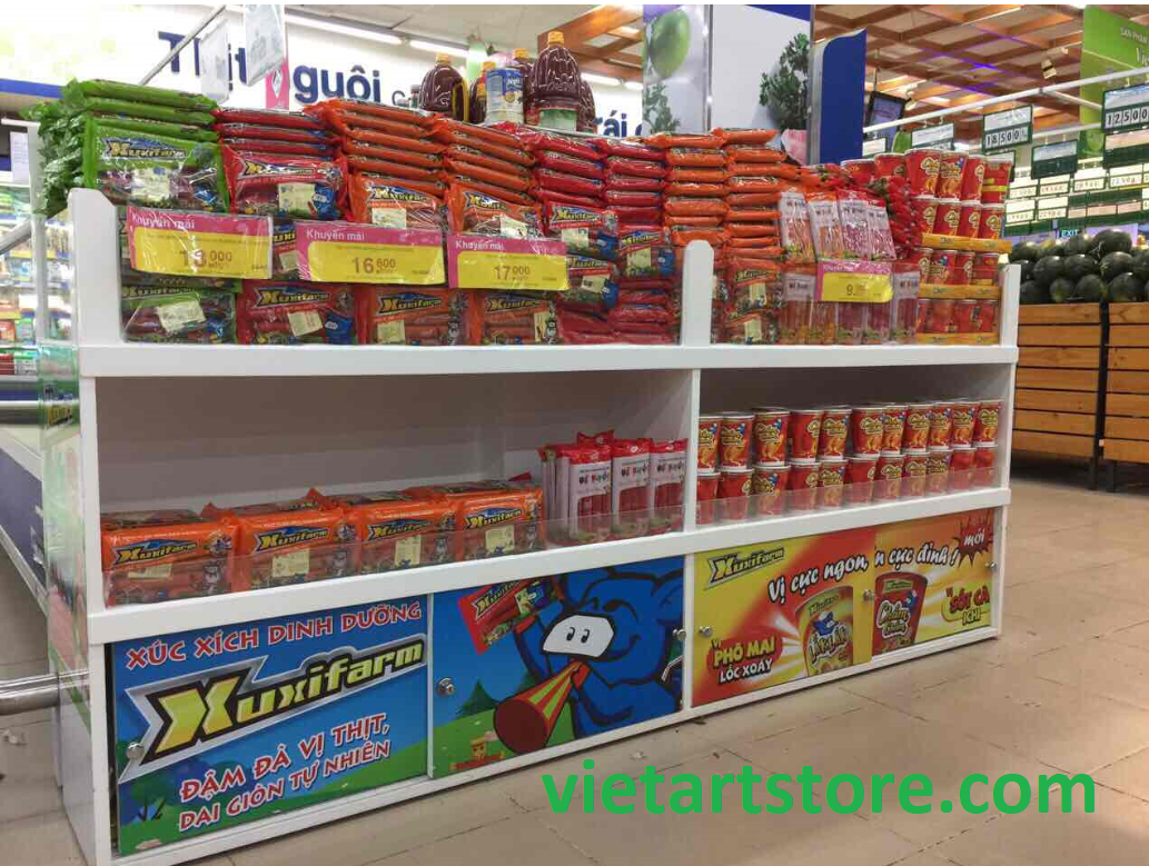 Việt Art chuyên thiết kế sản xuất thi công lắp đặt kệ hàng siêu thị, kệ hàng kênh MT